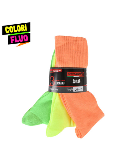 Calze Sportive in Spugna (6 Paia) Fluo Uomo Cotone Fluorescente- 4CD70 Sport