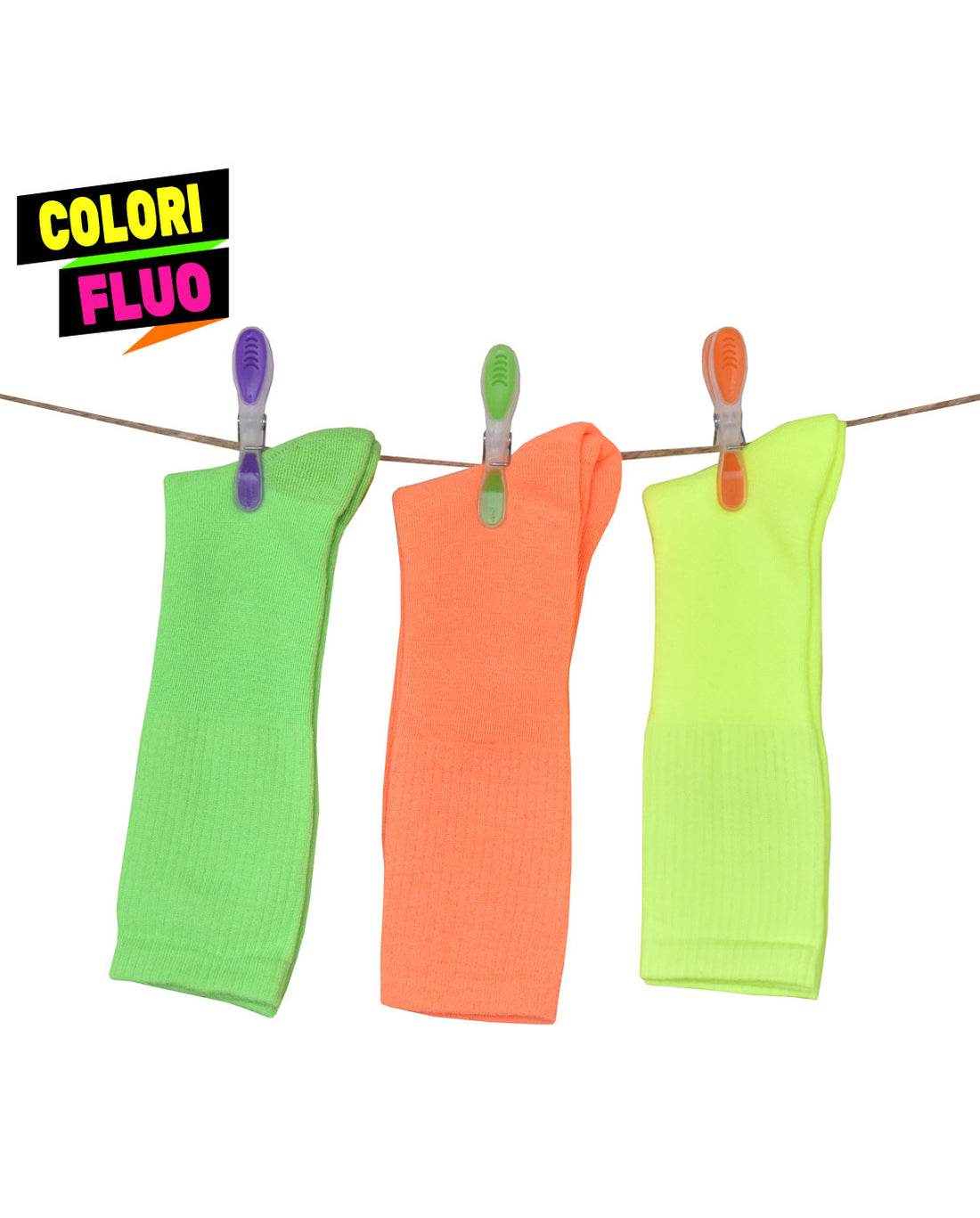 Calze Sportive in Spugna (6 Paia) Fluo Uomo Cotone Fluorescente- 4CD70 Sport