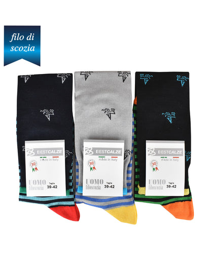 Calze Lunghe Uomo Righe/Barca Filo Scozia (6 paia) - 5CD89 Maris-1