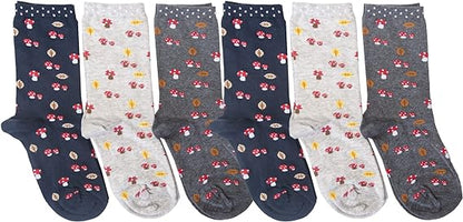 Calze Invernali Donna Fantasia Funghetti No Pilling Taglia Unica - (6 Paia)