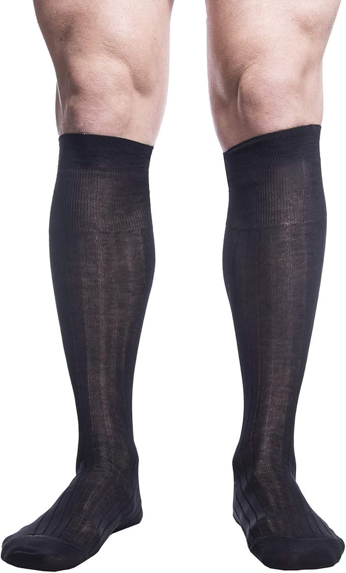 Calze Lunghe Uomo in Cotone Filo di Scozia Classiche Eleganti (6 Paia) - Poker