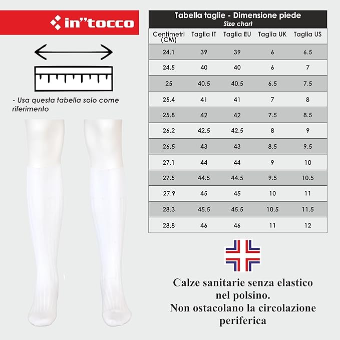 Calze Sanitarie Lunghe Uomo Filo di Scozia (6 Paia)- 8533 Sanitario