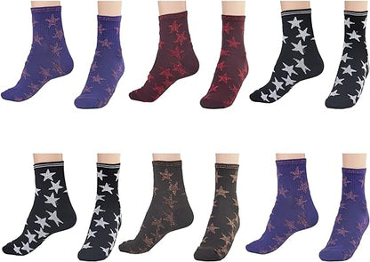 Calze Invernali Donna Fantasia Stelle Firmamento (6 Paia) No Pilling Taglia Unica - 3E48-FIRMAMENTO-3541