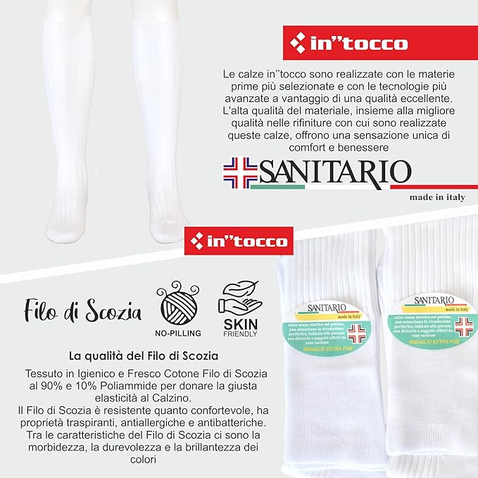 Calze Sanitarie Lunghe Uomo Filo di Scozia (6 Paia)- 8533 Sanitario
