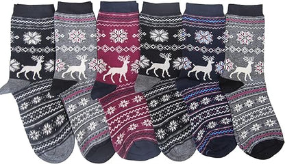 Calze Invernali Donna Fantasia Daino Natalizie (6 Paia) No Pilling Taglia unica - 3E52-DAINO-3541