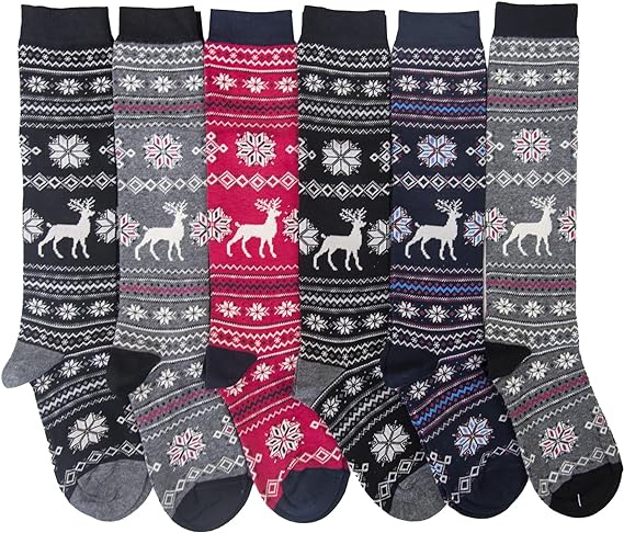 Calze Invernali Donna Alte Fantasia Daino No Pilling Taglia Unica (6 Paia)