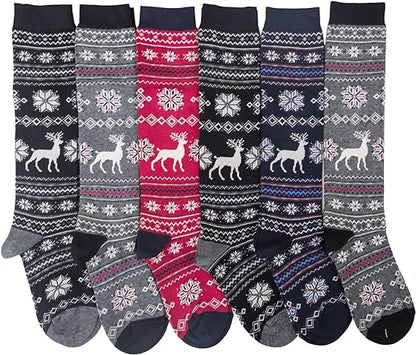 Calze Invernali Donna Alte Fantasia Daino No Pilling Taglia Unica (6 Paia)