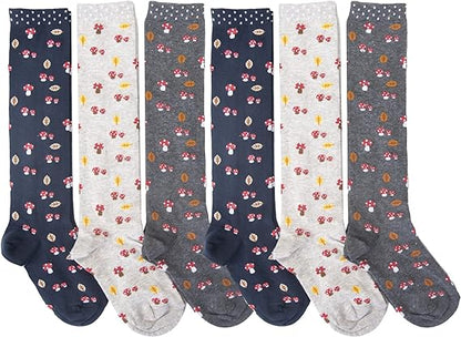 Calze Invernali Donna Fantasia Funghetti No Pilling Taglia Unica - (6 Paia)