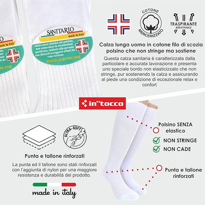 Calze Sanitarie Lunghe Uomo Filo di Scozia (6 Paia)- 8533 Sanitario