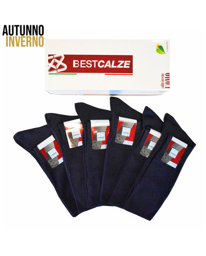 Calze Lunghe Uomo Modello Rasato Misto Lana (6 paia)- 8513 Poker Lana