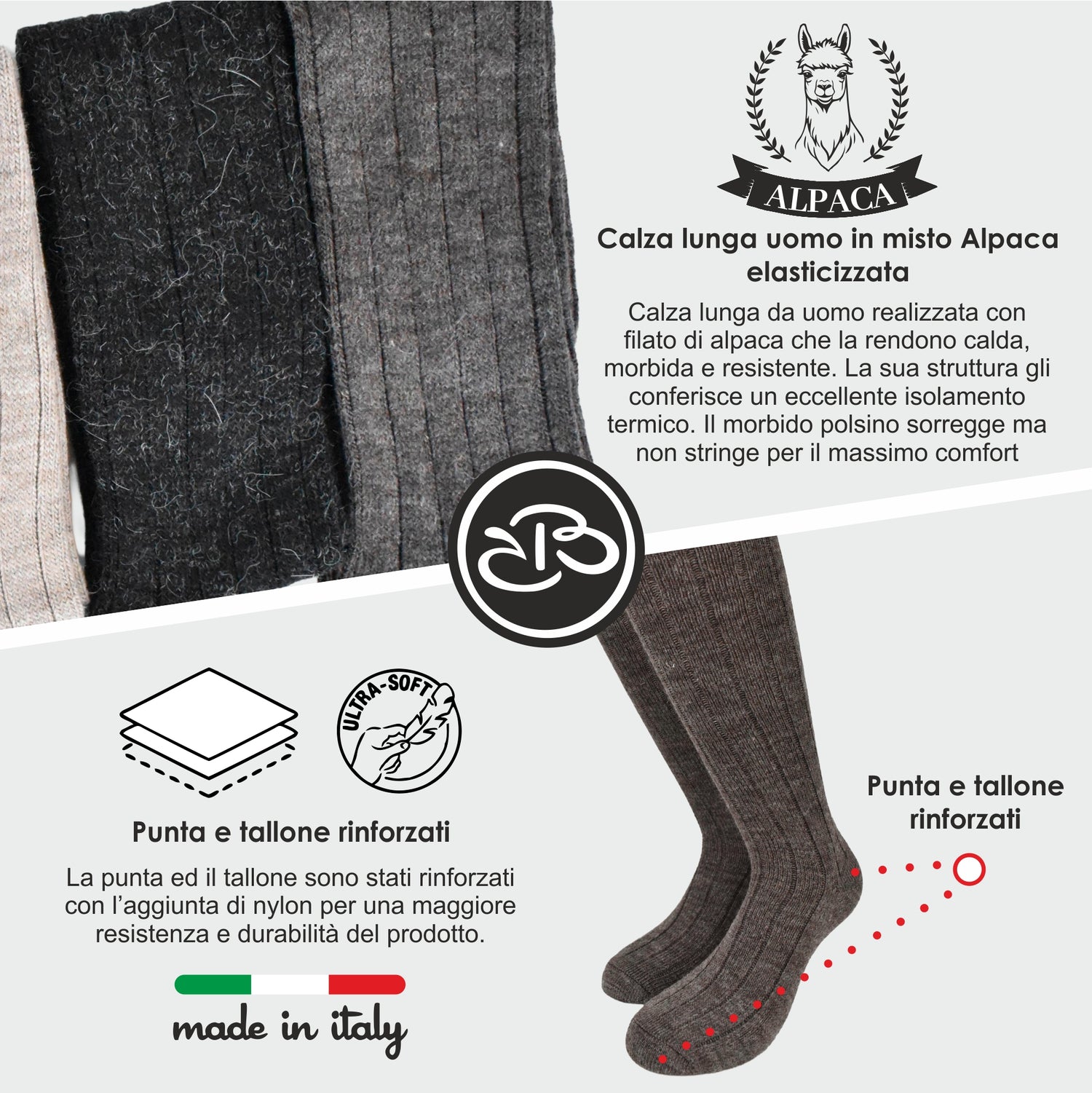 Calze da Uomo in Alpaca Invernali - Premium, Renato Balestra, Calde e Morbide - Made in Italy (Mod. 9473)