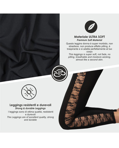 Leggings Estivi Donna Elasticizzati con Pizzo a Contrasto Renato Balestra- Brigitte4