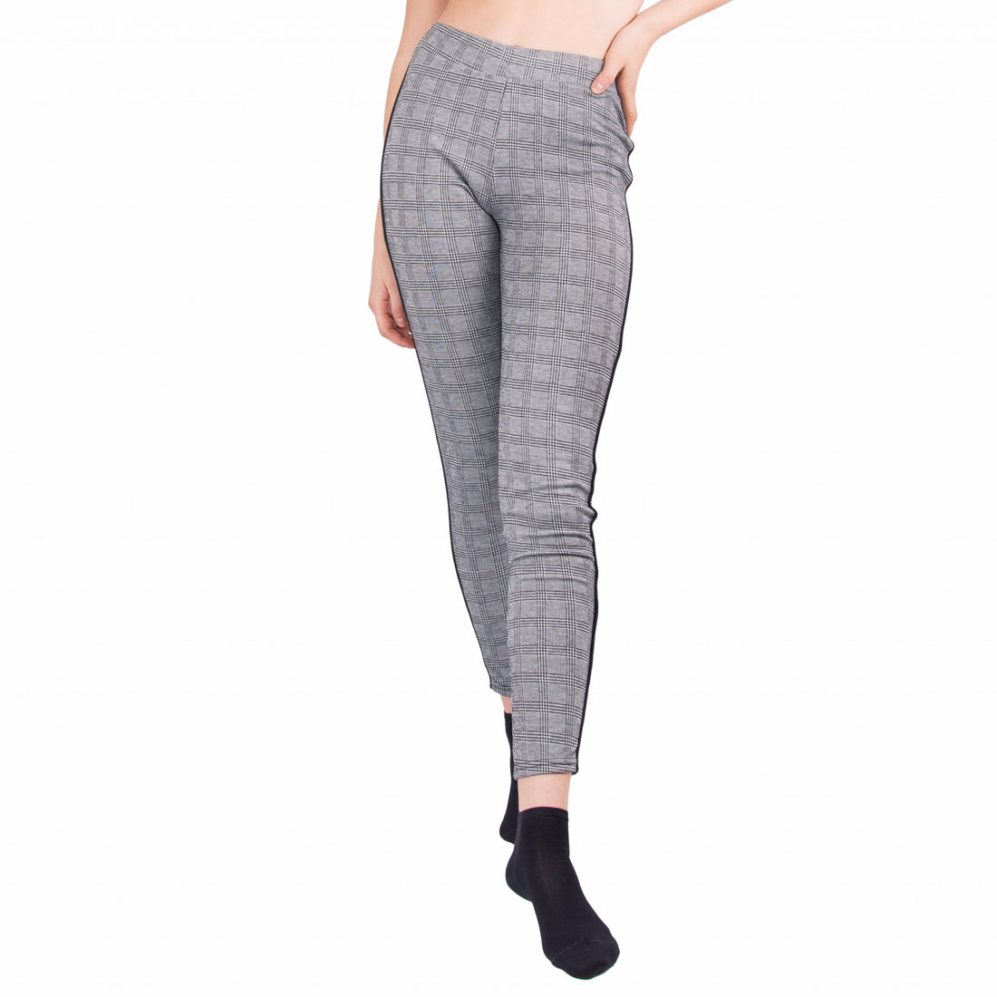 Leggings Donna Invernali Grigio Tartan a Quadri - DOLORES-1