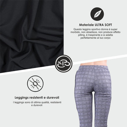 Leggings Donna Invernali Grigio Tartan a Quadri - DOLORES-1