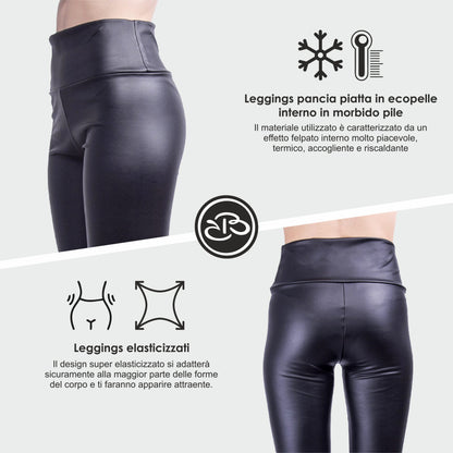 Leggings a Vita Alta Ecopelle Effetto Pancia Piatta Renato Balestra- FILIPPA1