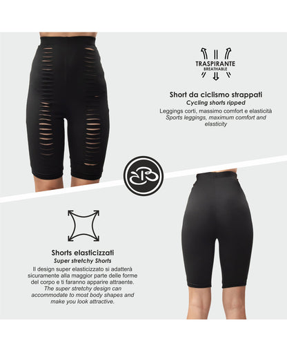 Pantaloncino Sportivo Elasticizzato Strappato in Viscosa Renato Balestra- Micaela1