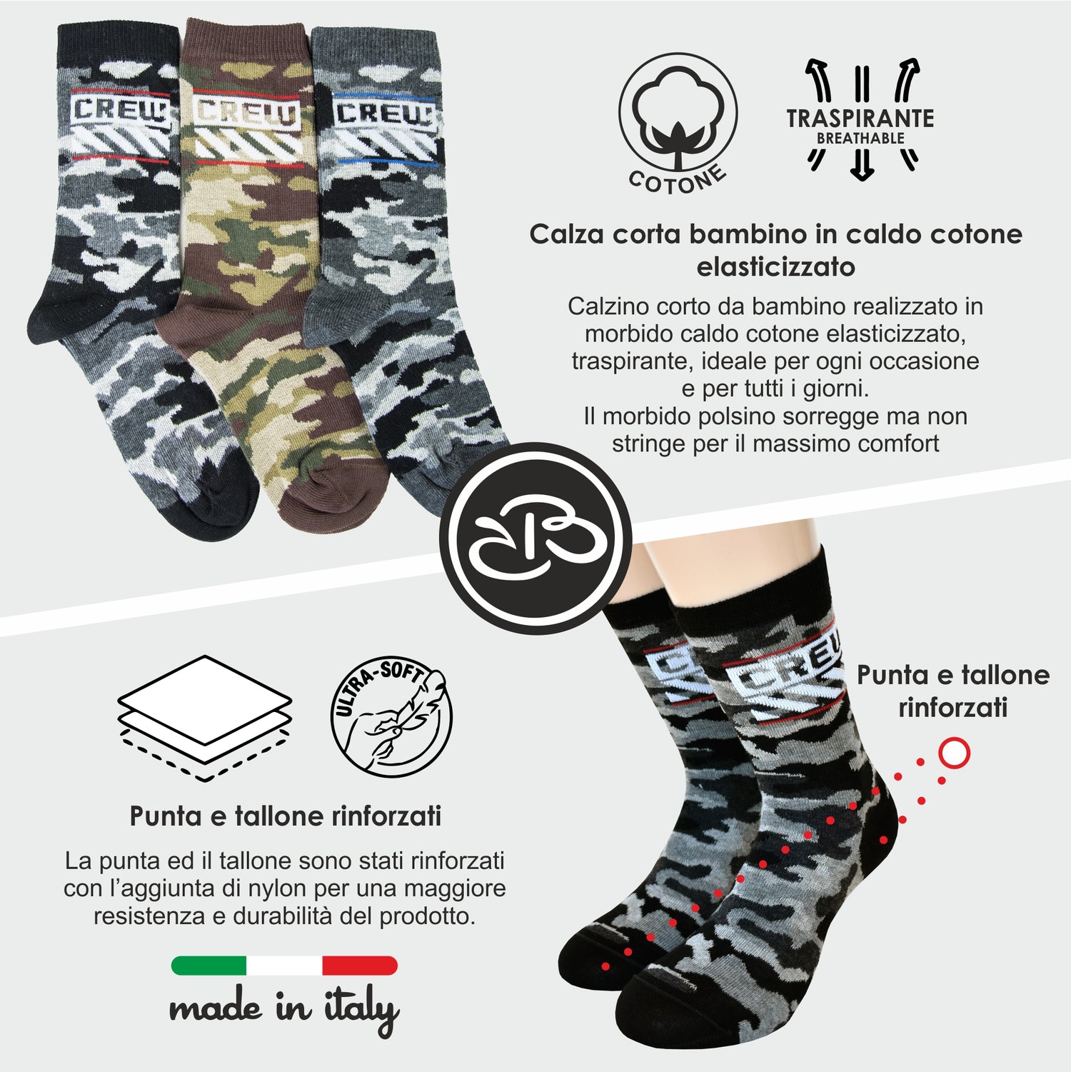 Calze Invernali Bambino Renato Balestra (6 Paia) - RB2K24/RB2K25 CREW