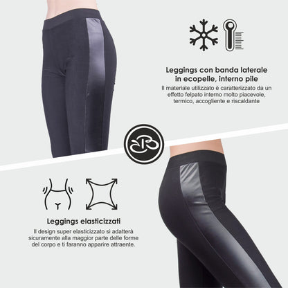 Leggings Invernali Donna con Inserti Laterali in Ecopelle Renato Balestra - RAFFAELLA4