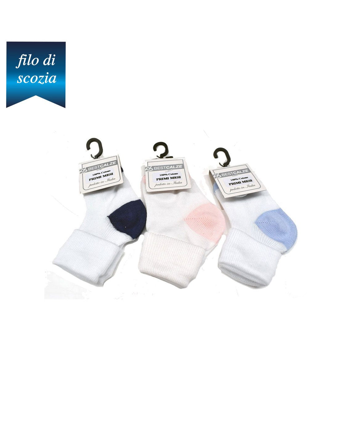Calzine Neonati Bicolor Filo Di Scozia (6 Paia) - Bicolor Risvoltino