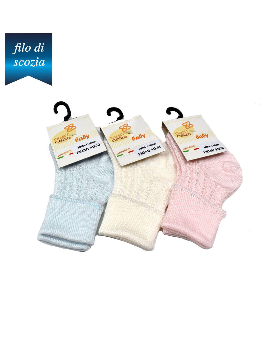 Calze Neonato Filo Di Scozia (12 Paia)- Mod. Intreccio Risvolta